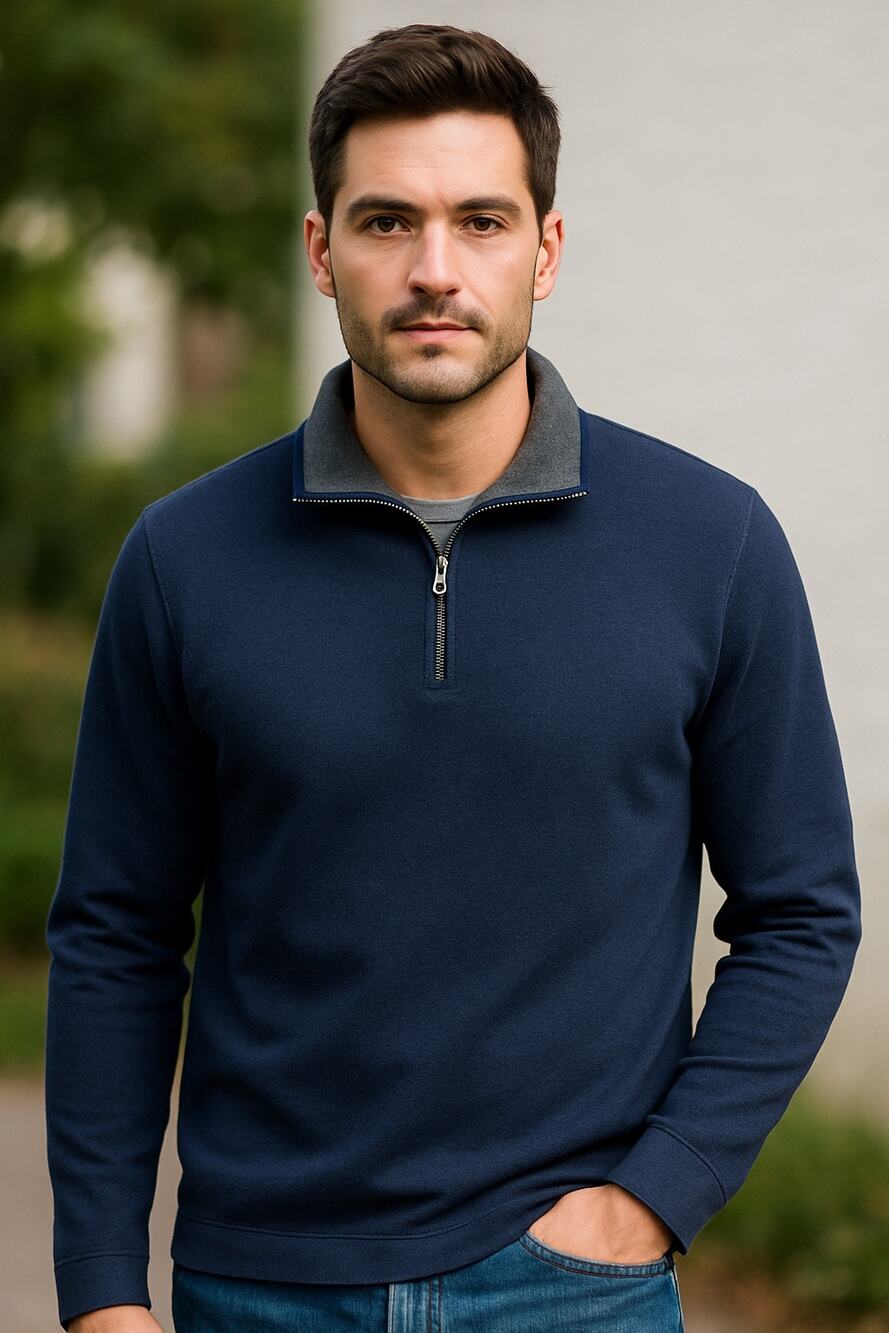 NWOT Robert Graham Lightweight Navy 1/4 Zip Sweatshirt L
